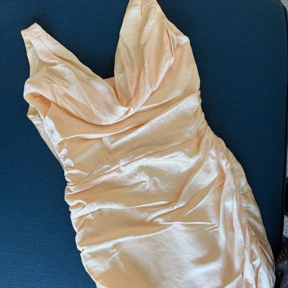 NWT Abercrombie and Fitch Yellow Cowl Neck Draped Maxi Dress